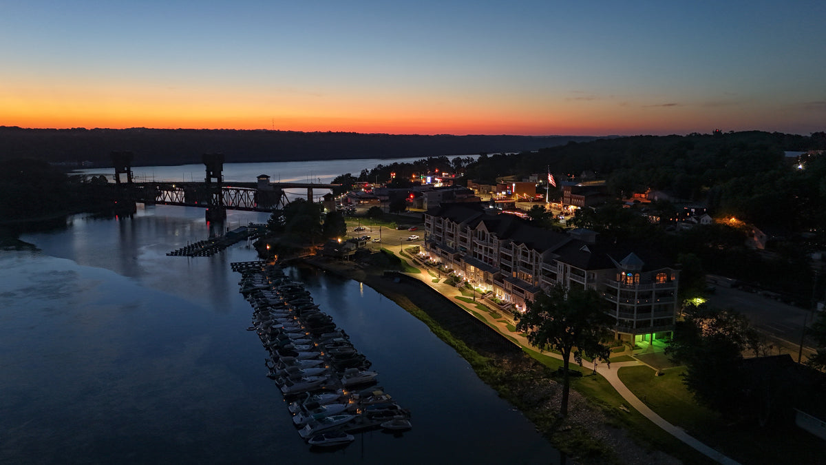 WiLL lighting along the riverfront in downtown Prescott, Wisconsin