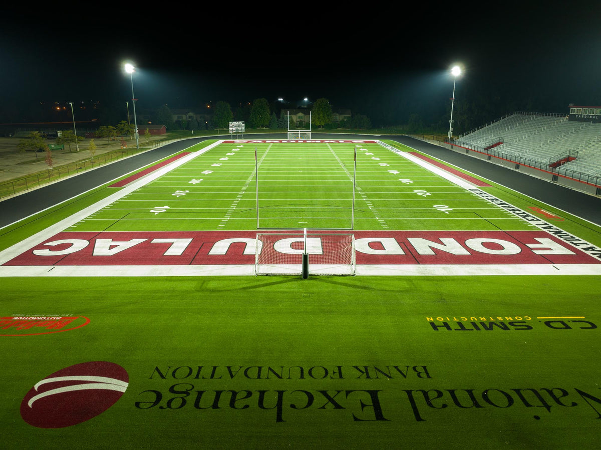 WiLLsport lighting illuminating Fond du Lac High Schoolās Cardinal Stadium