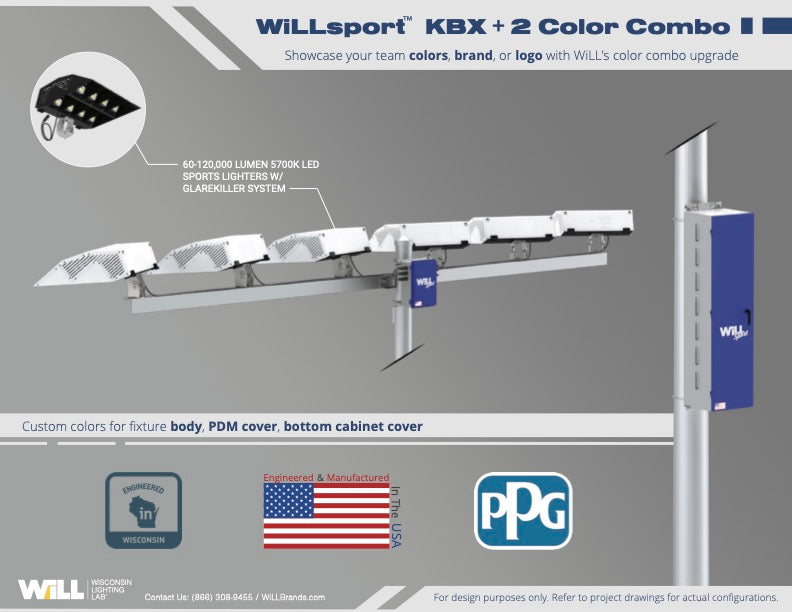 WiLLsport® KBX Color Combinations w/ Remote Power: White + Blue