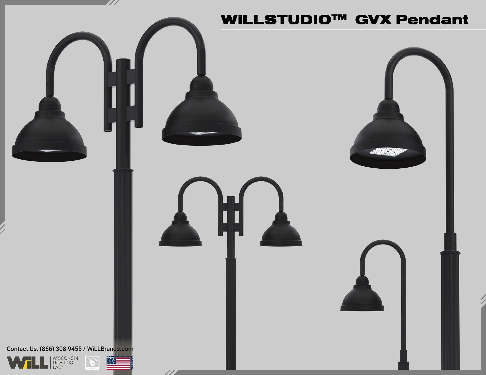 GVX Pendant with Custom Shepherds Hook Options Wisconsin Lighting Lab
