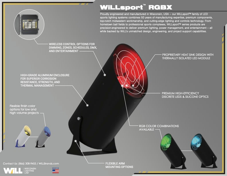 WiLLsport® RGBX Color-Changing Uplighting