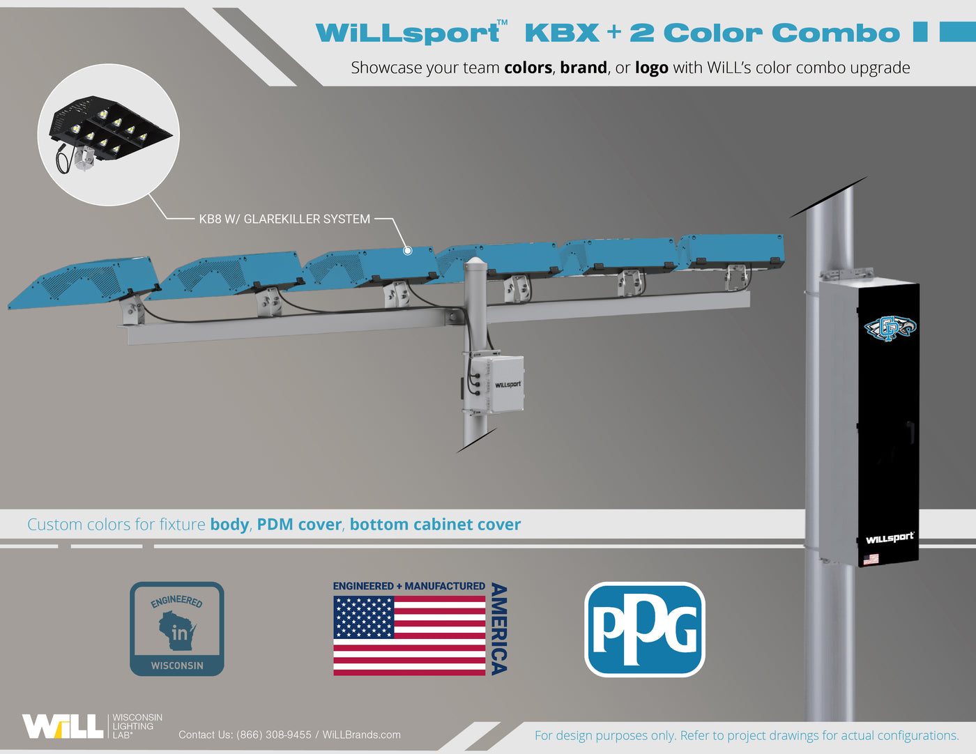WiLLsport® KBX Color Combinations w/ Remote Power: Blue + Black