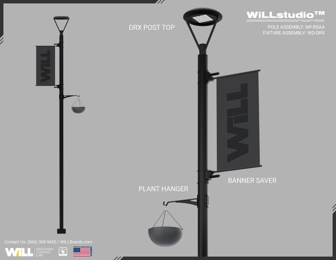 light post plant hanger WiLLstudio® DRX, Plant Hanger & Banner Saver – Wisconsin Lighting Lab, Inc. (WiLL)