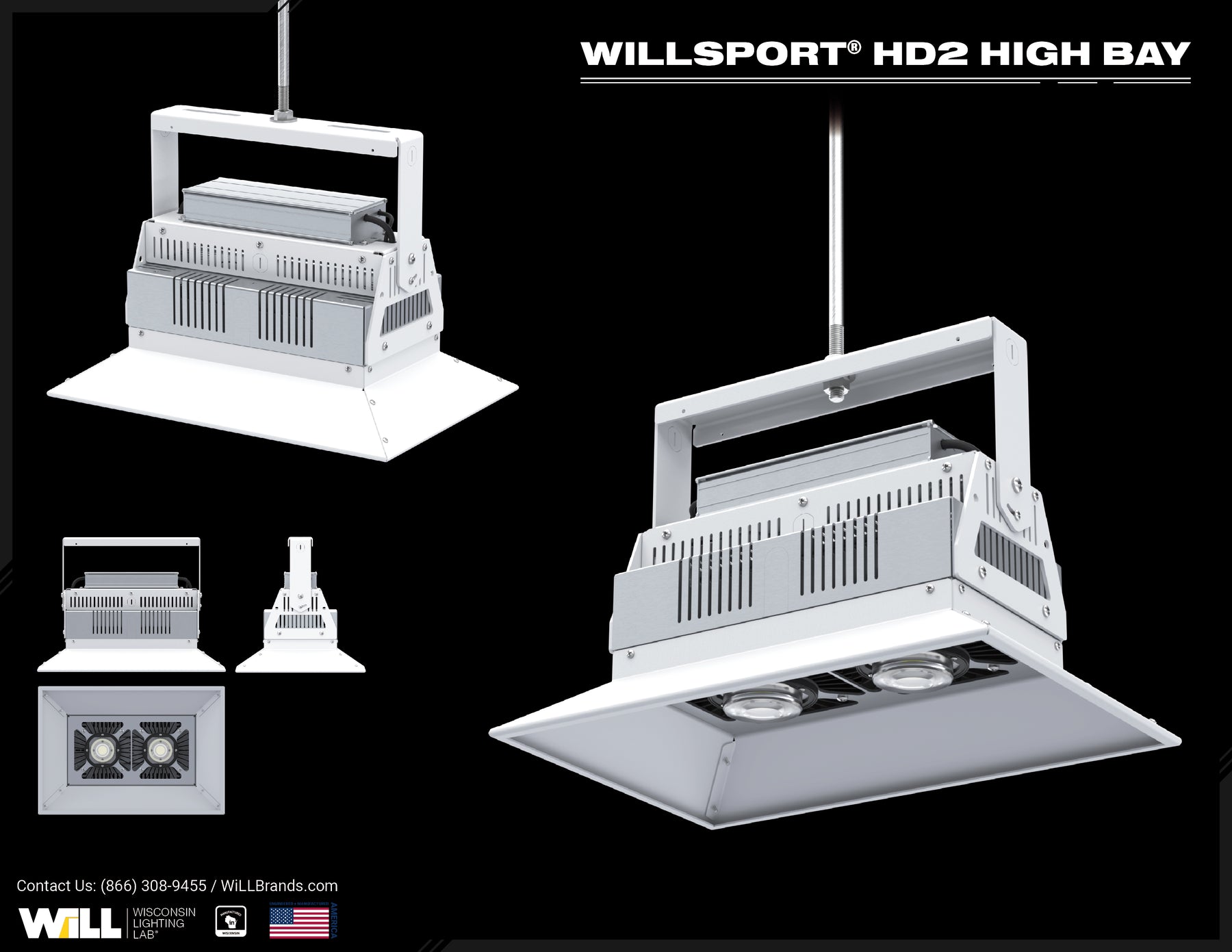 WiLLsport® HD2 High Bay Threaded Rod Mount – Wisconsin Lighting Lab ...