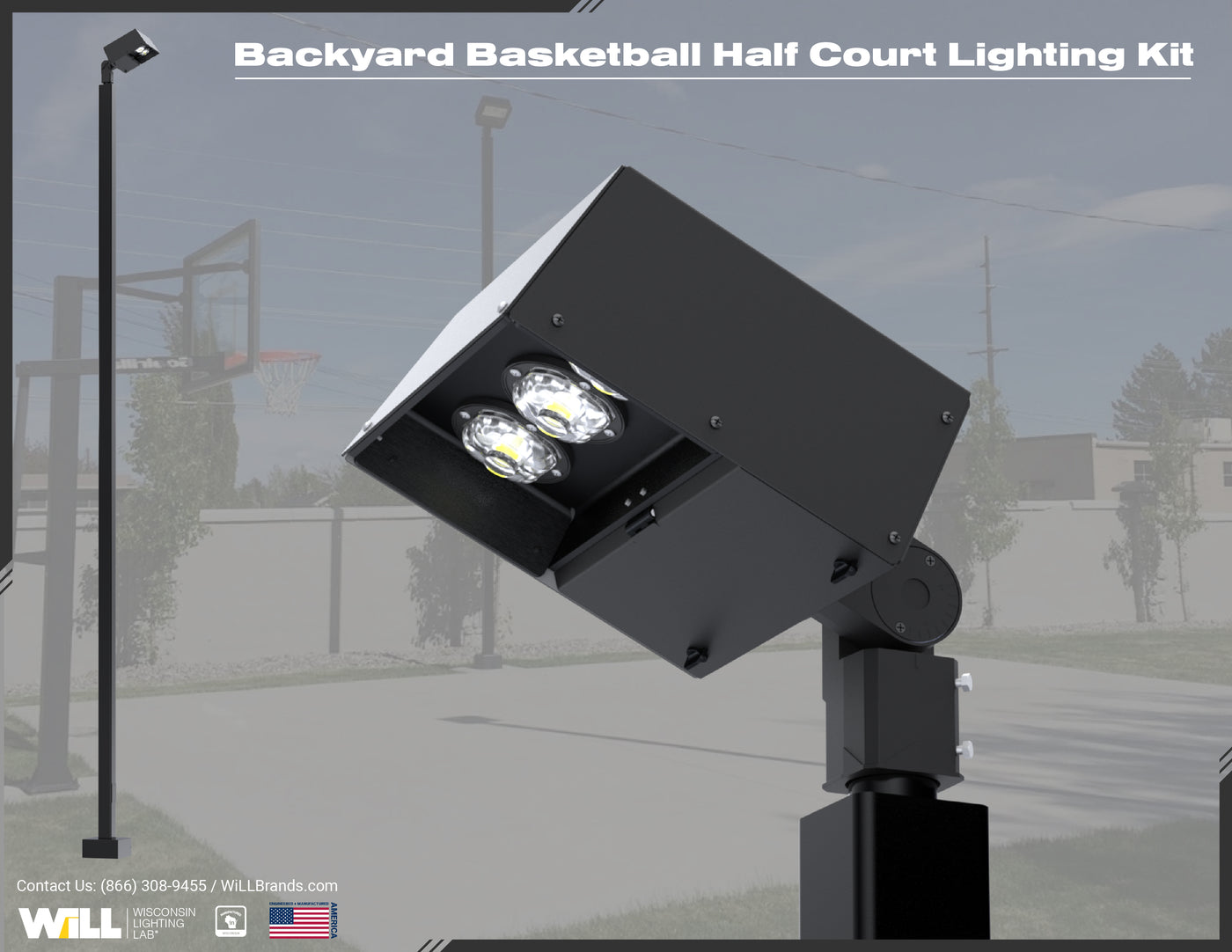 Backyard Basketball Half Court Lighting Kit