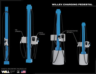 WiLLev™ Charging Pedestal-Dual Front Facing Chargers-Blue