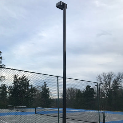 Aluminum Light Poles + LED Fixtures for Tennis Court Lighting Project