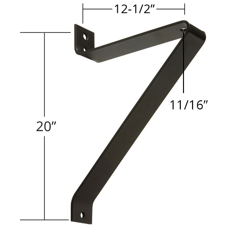 Wall Mount Steel Angle Bracket - Dimensions