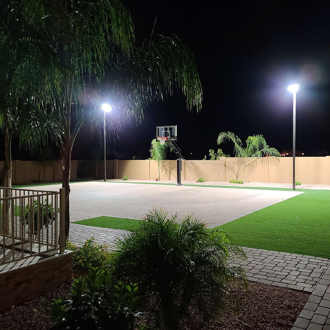 Led Light Square Court LED Light Fixture + Light Pole System for Residential Sports Court ...