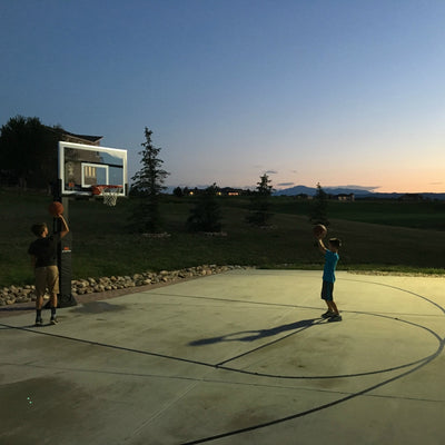 LED Shoebox + Aluminum Light Pole For Backyard Basketball Court Lighting Project