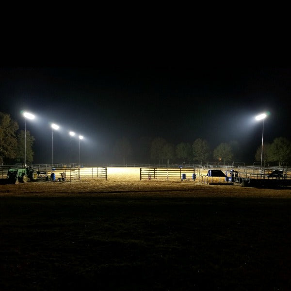 Intense LED Equestrian Arena Lighting Package - LED Sports Lights + Steel Light Poles