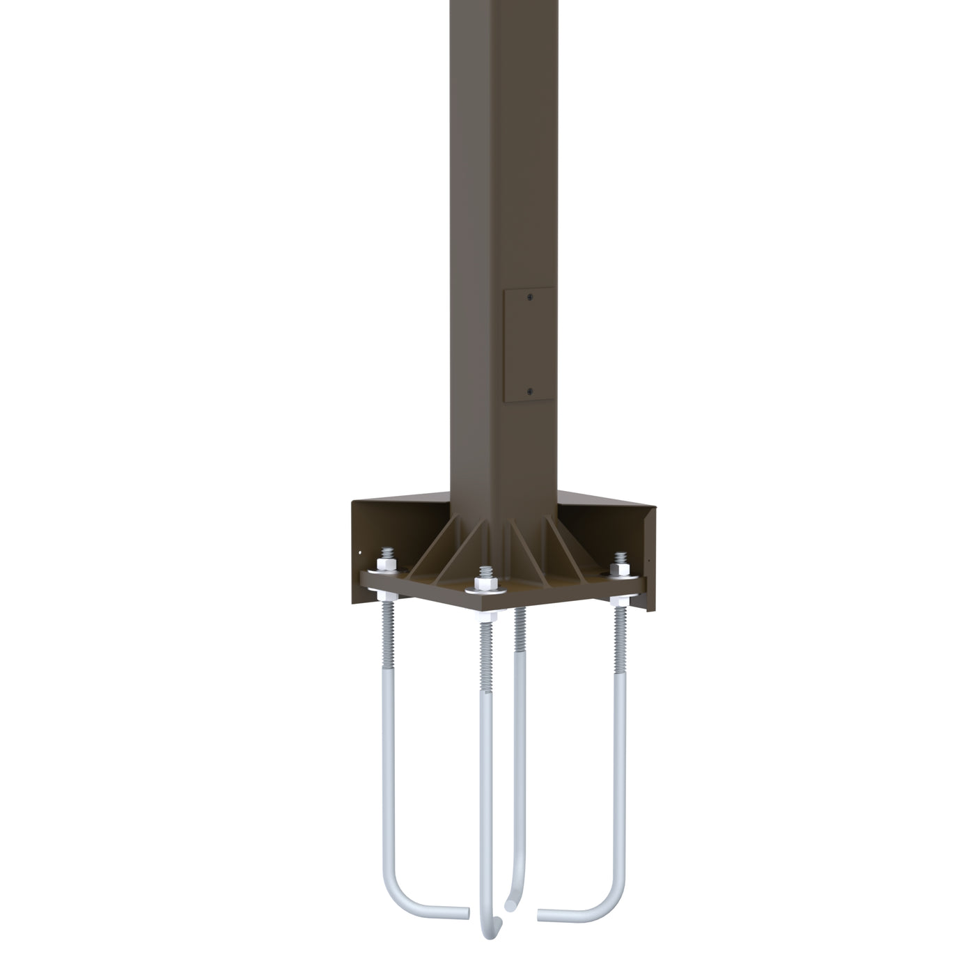 Square Straight Aluminum Custom Anchor Base Light Pole with Anchor Bolts
