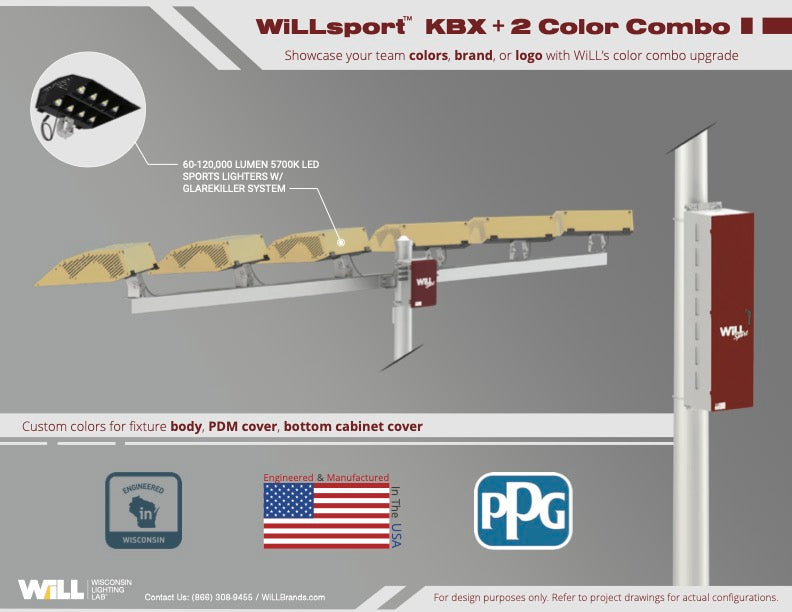 WiLLsport® KBX Color Combinations w/ Remote Power: Gold + Dark Red