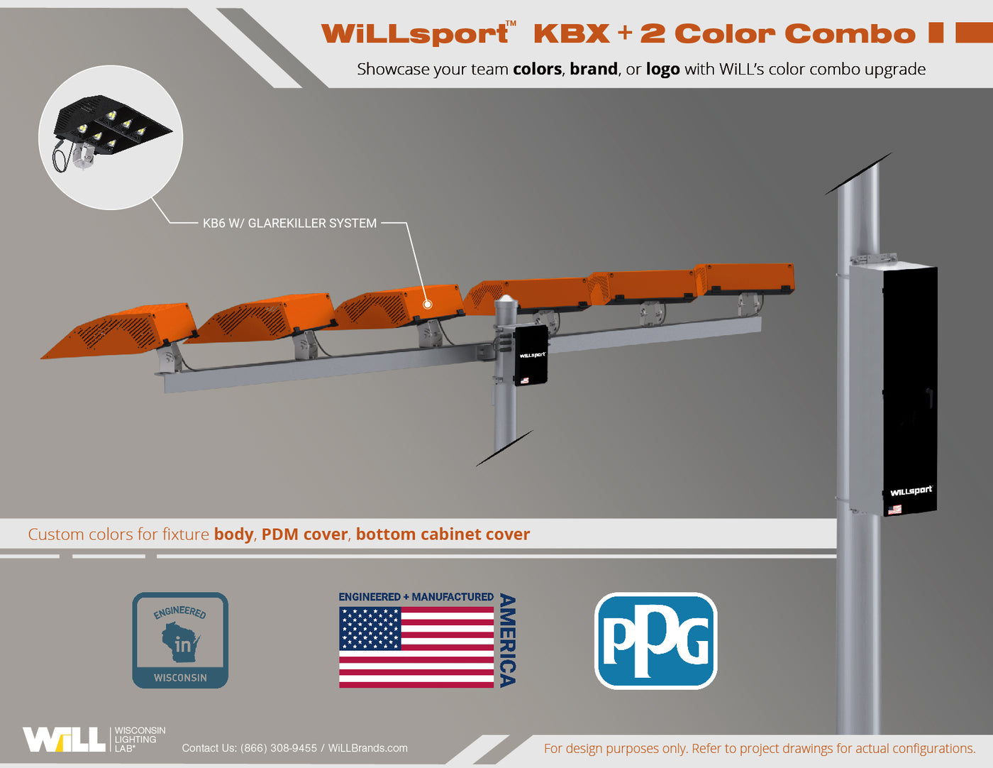 WiLLsport® KBX Color Combinations w/ Remote Power: Orange + Black