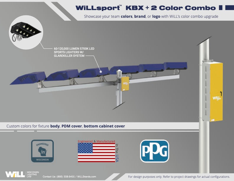 WiLLsport® KBX Color Combinations w/ Remote Power: Blue + Gold