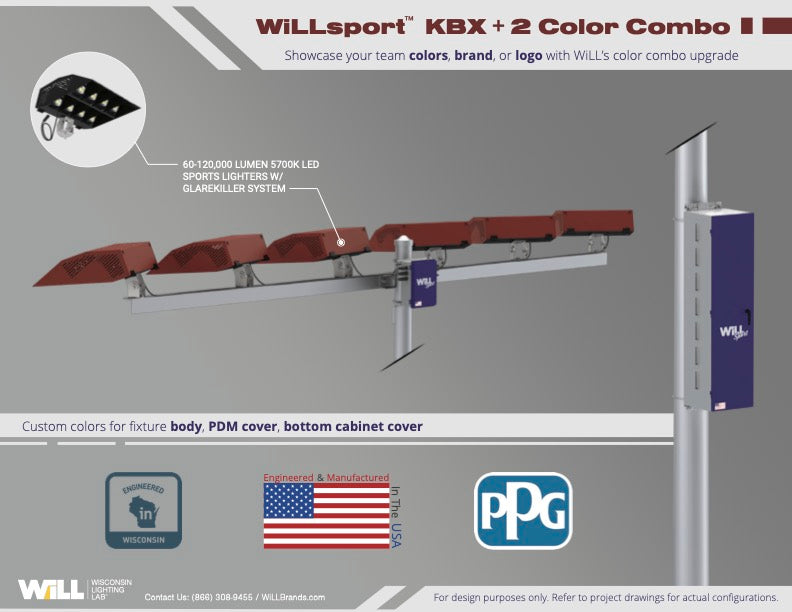 WiLLsport® KBX Color Combinations w/ Remote Power: Dark Red + Blue