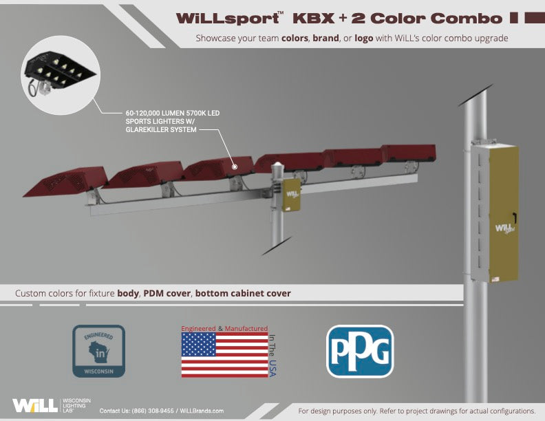 WiLLsport® KBX Color Combinations w/ Remote Power: Maroon + Gold