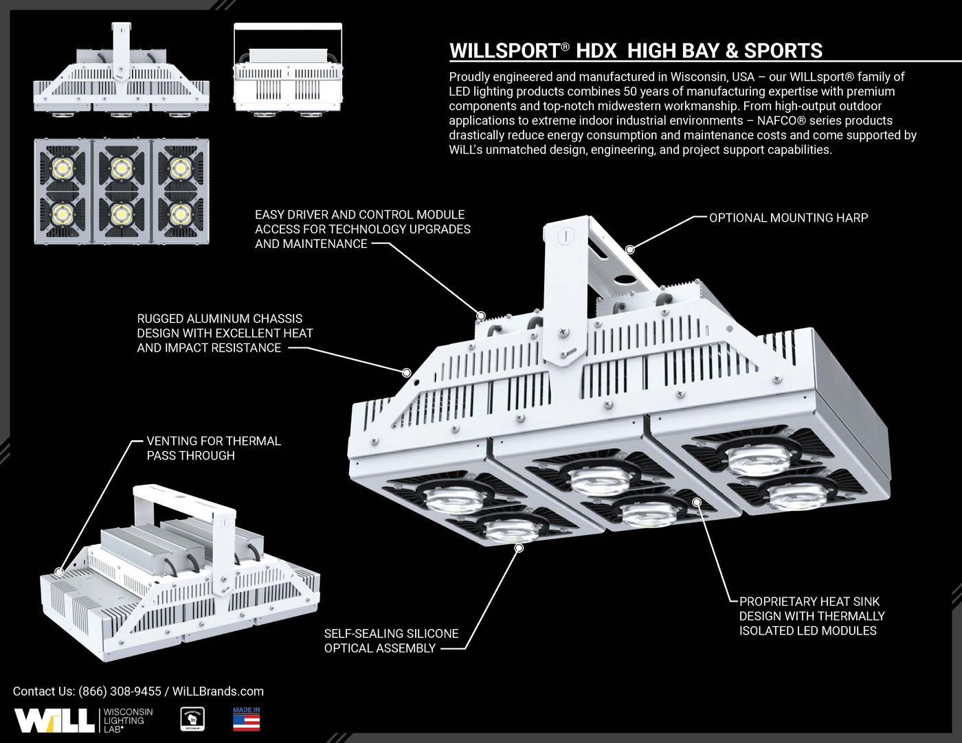WiLLsport® HD6 High Bay feat. Emergency Power Source