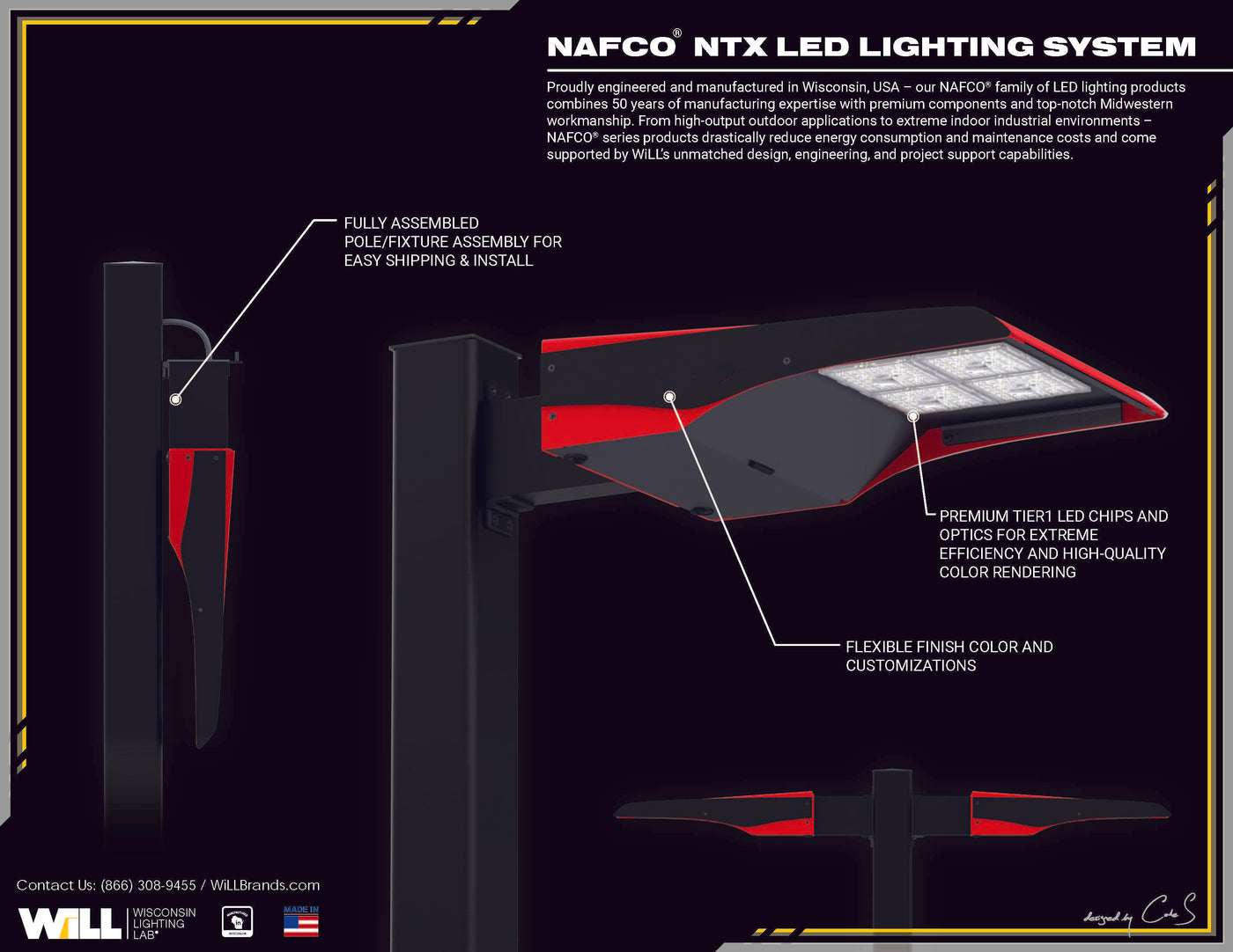 NAFCO® NTX LED Lighting System - Black + Red Color Scheme