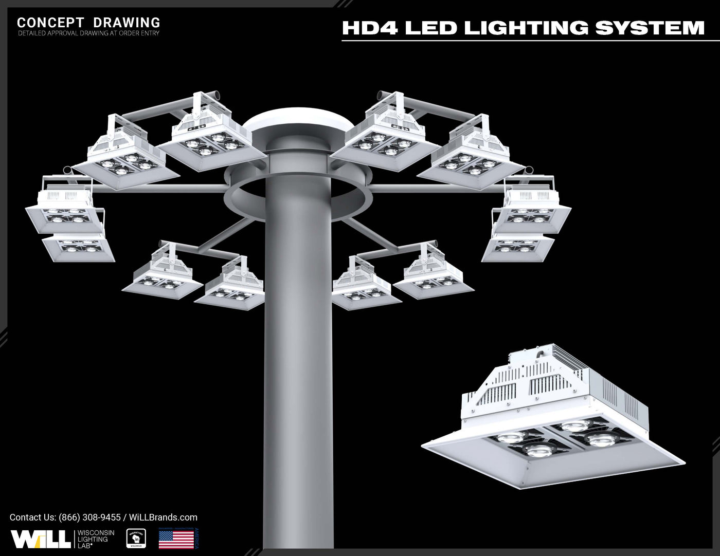 WiLLsport® HDX Area Light w/ Lowering Ring Mount