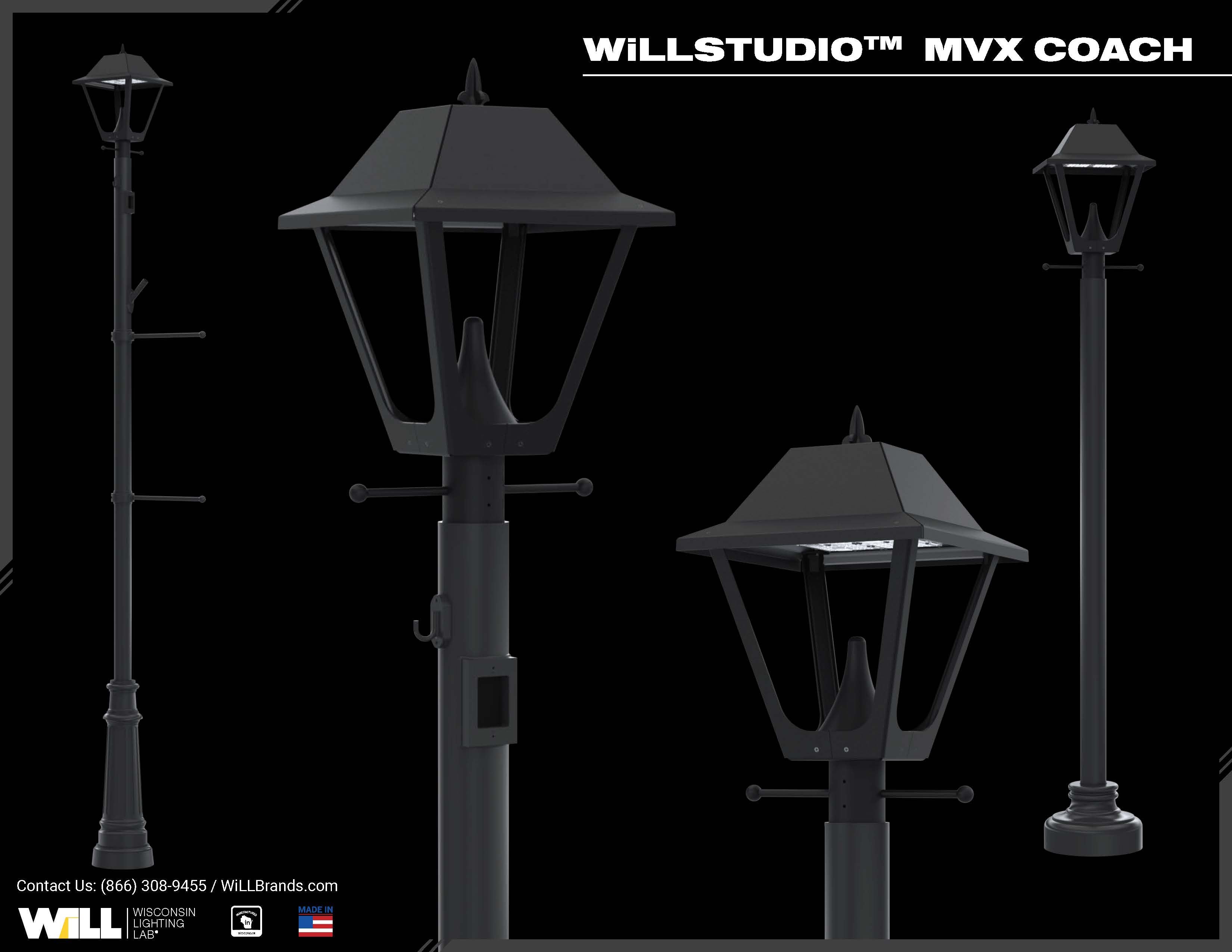 WiLLstudio® MVX Coach-Style Decorative Fixture + Pole – Wisconsin ...