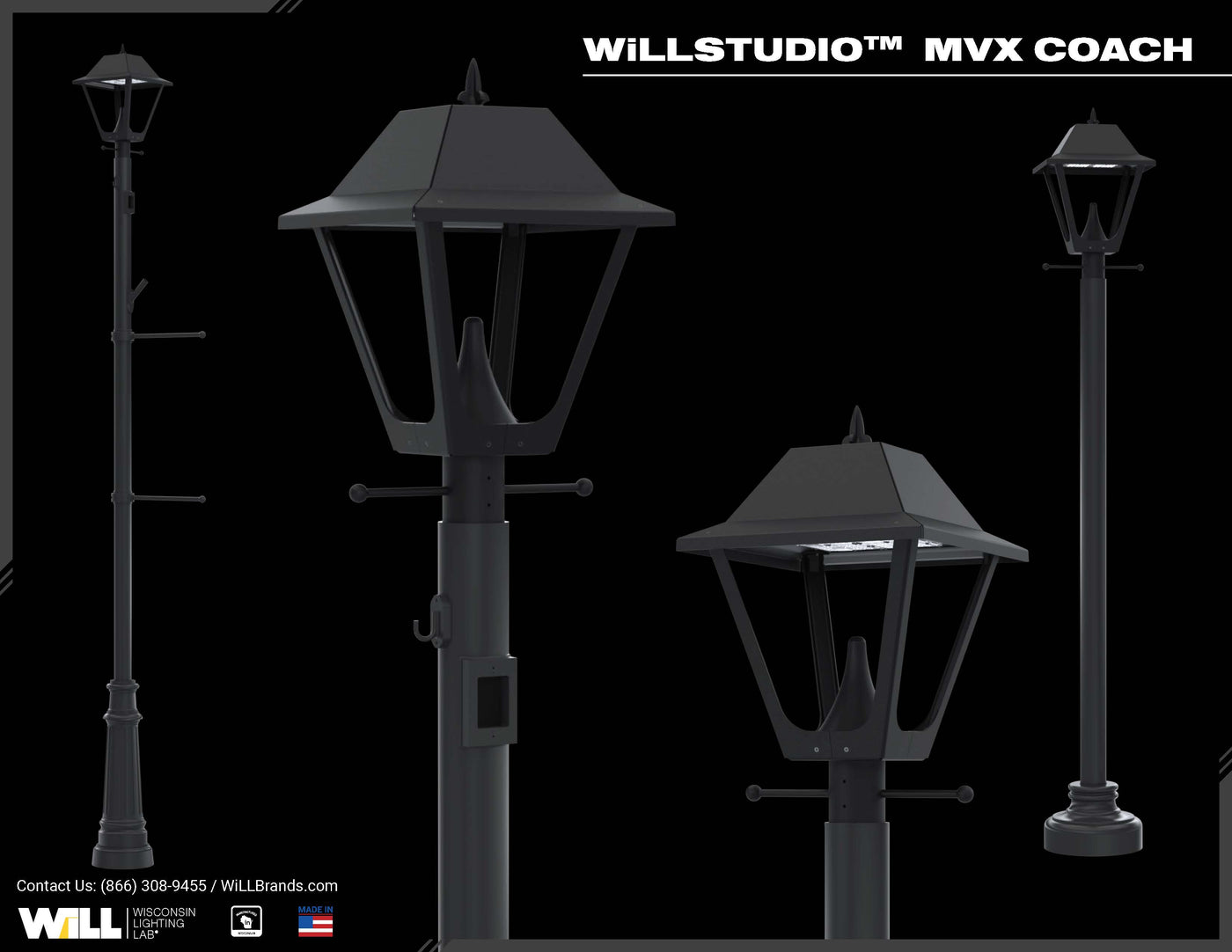 WiLLstudio MVX Coach-Style Decorative Fixture + Pole