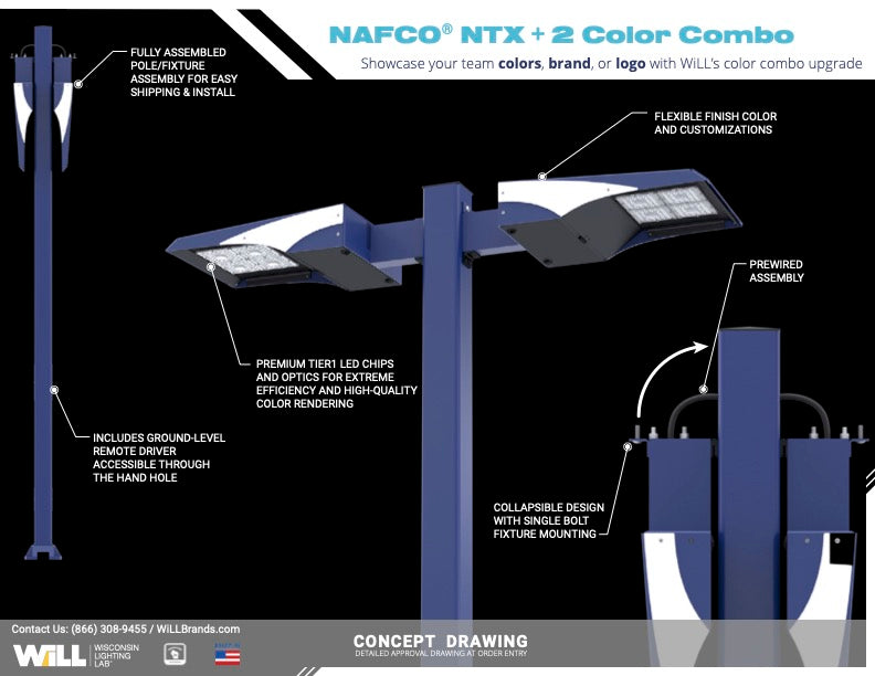NAFCO® NTX LED Lighting System - Dark Blue + White Color Scheme
