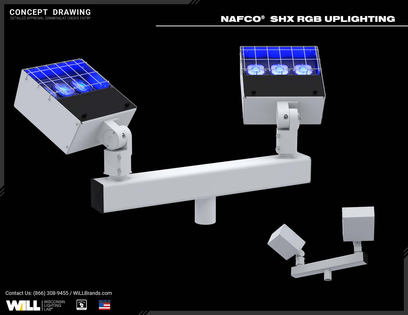 NAFCO® SHX Uplighting w/ RGB Lighting Controls