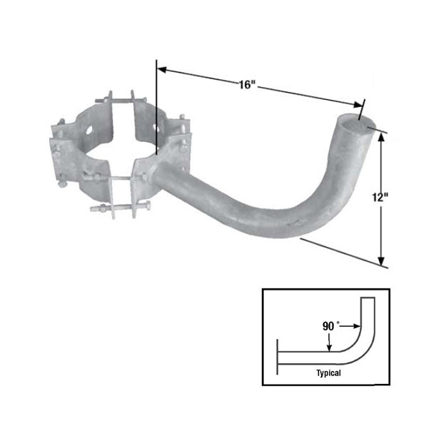 Single Steel Bullhorn Wrap Bracket - Dimensions